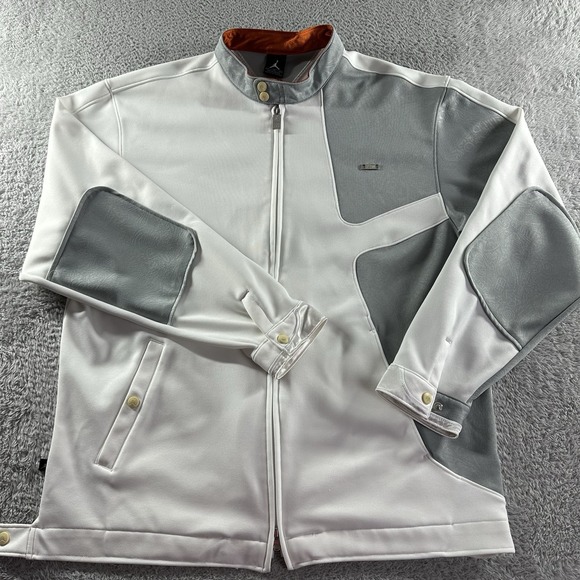Nike Air Jordan Track Jacket Mens XL White Gray Orange Full Zip Bomber Street - Picture 1 of 15